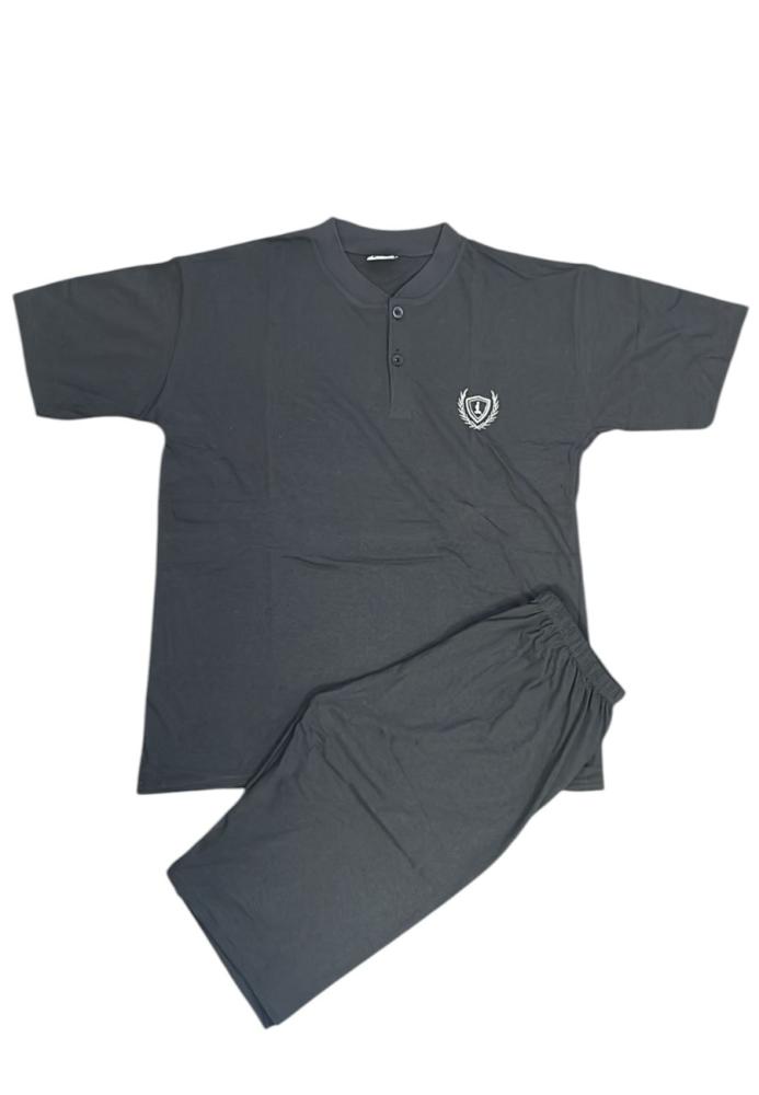 Pijama bărbați din bumbac Big Size –Tricou si pantaloni 3/4 Kaki,Engros